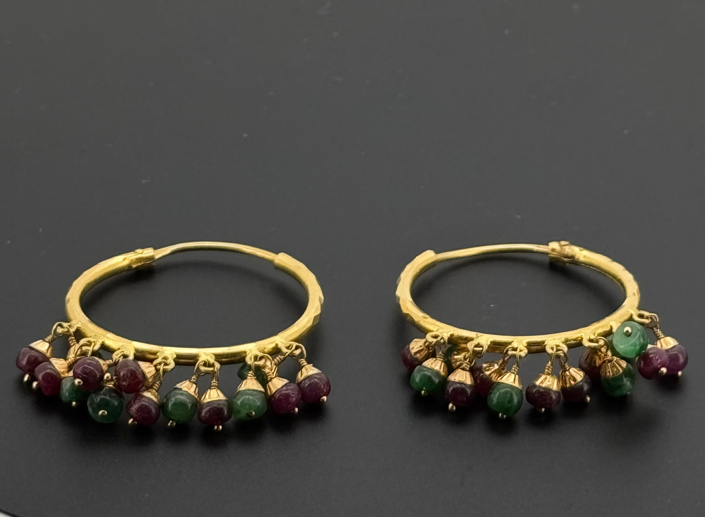 22K Solid Gold Simple Ladies Hoops E661