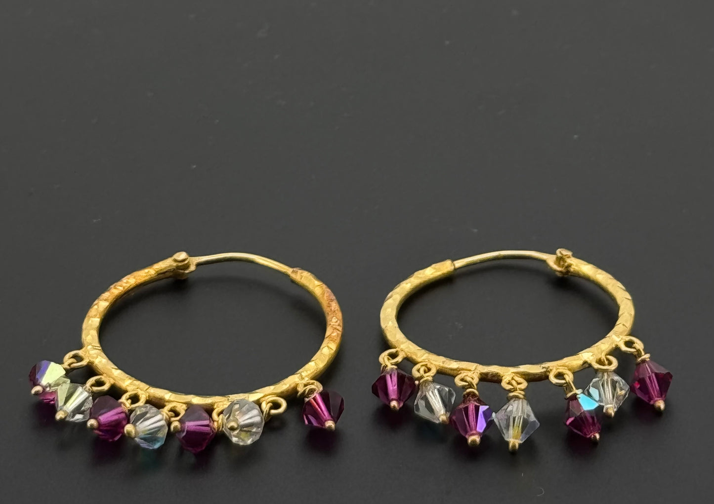22K Solid Gold Simple Ladies Hoops E664