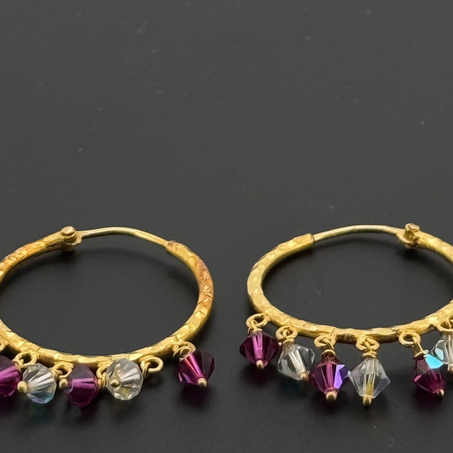22K Solid Gold Simple Ladies Hoops E664