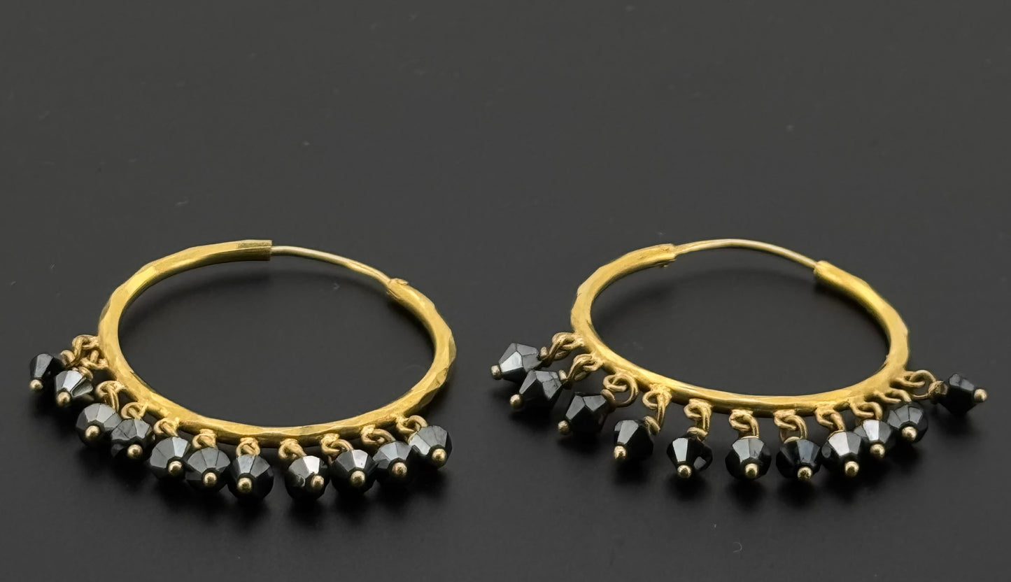 22K Solid Gold Simple Ladies Hoops E665