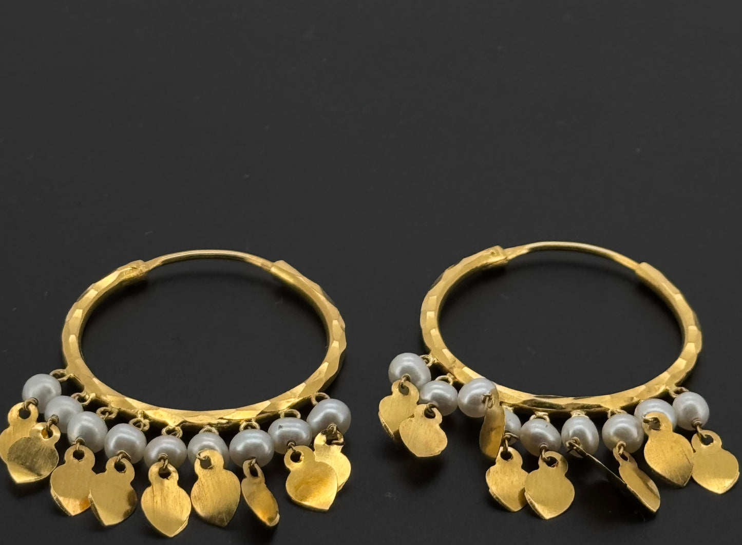 22K Solid Gold Simple Ladies Hoops E667