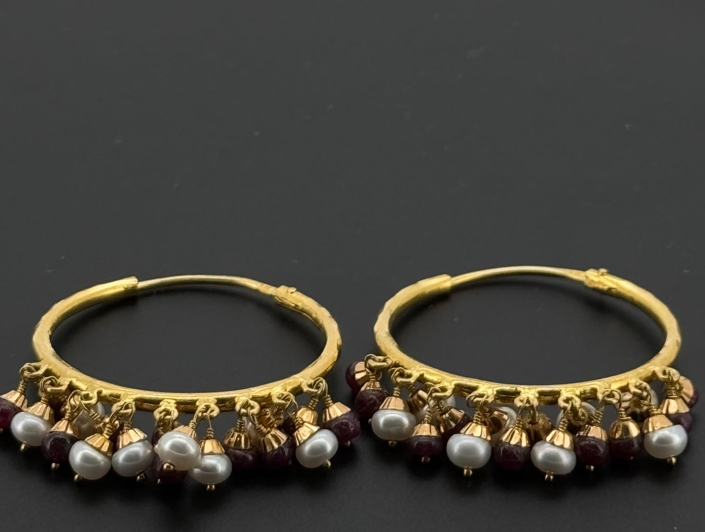 22K Solid Gold Simple Ladies Hoops E669