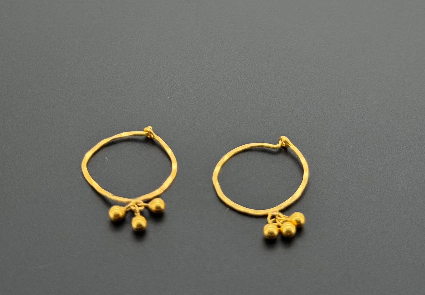 22K Solid Gold Simple Ladies Hoops E768