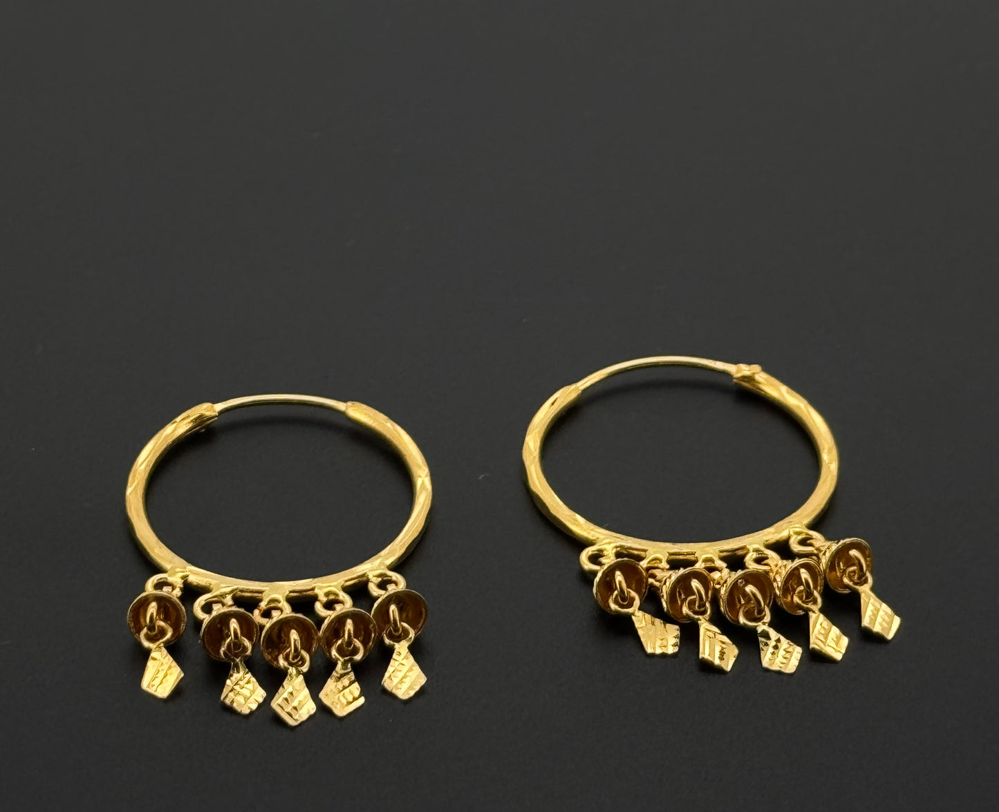 22K Solid Gold Simple Ladies Hoops E855