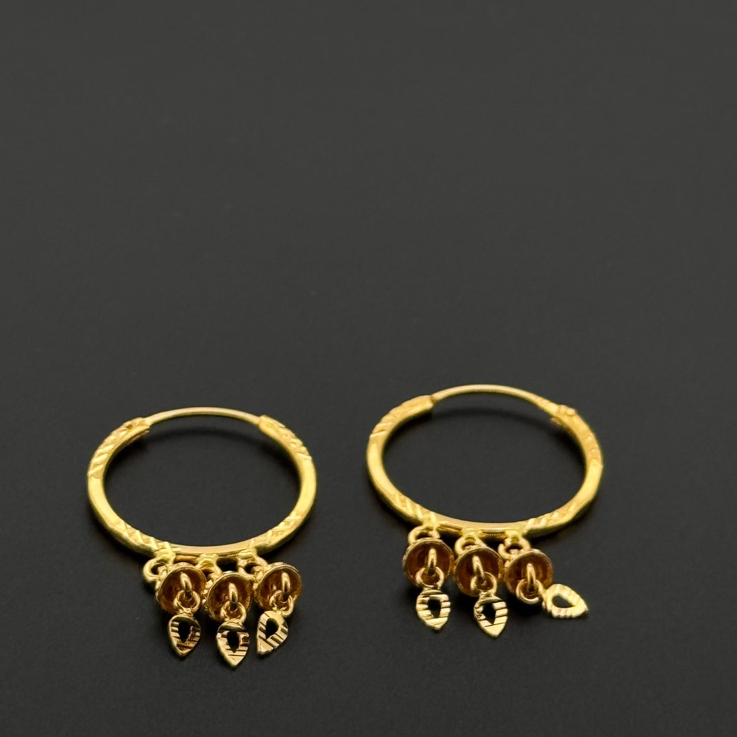22K Solid Gold Simple Ladies Hoops E856