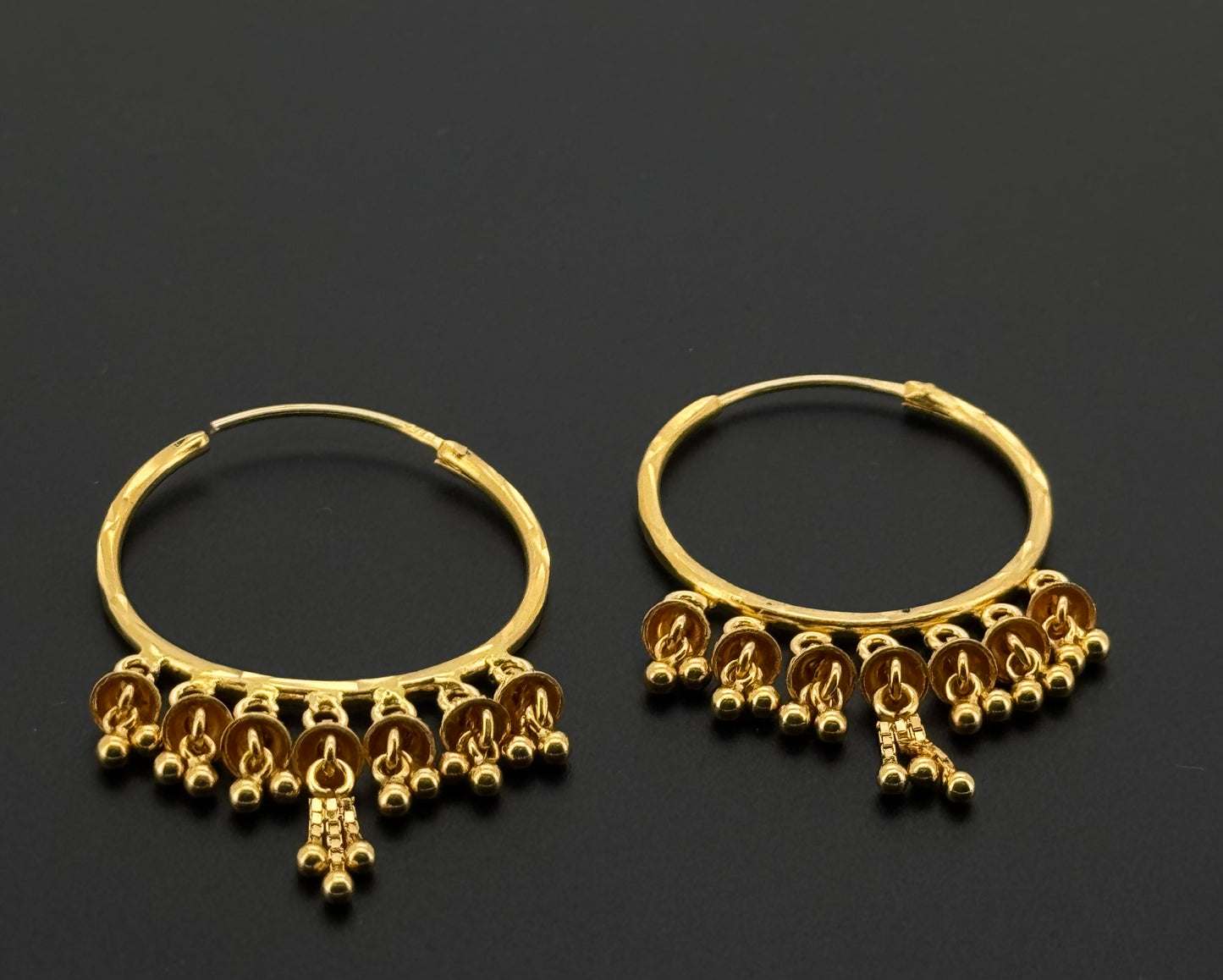 22K Solid Gold Simple Ladies Hoops E859