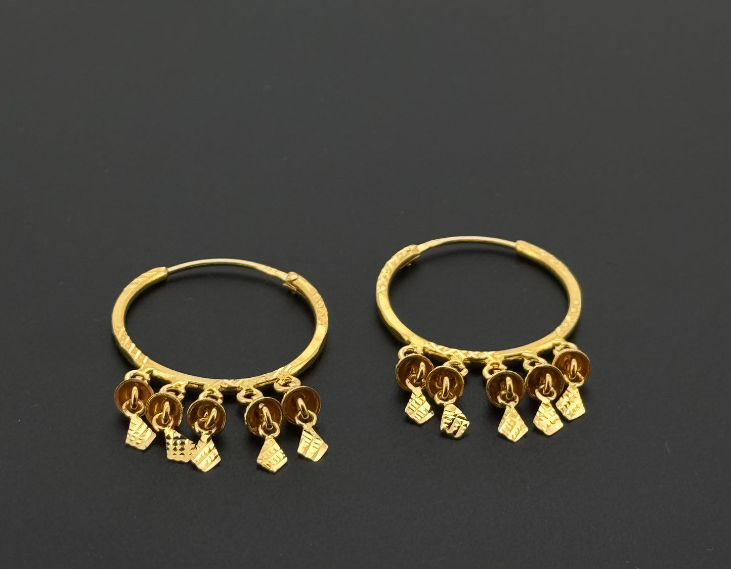 22K Solid Gold Simple Ladies Hoops E861