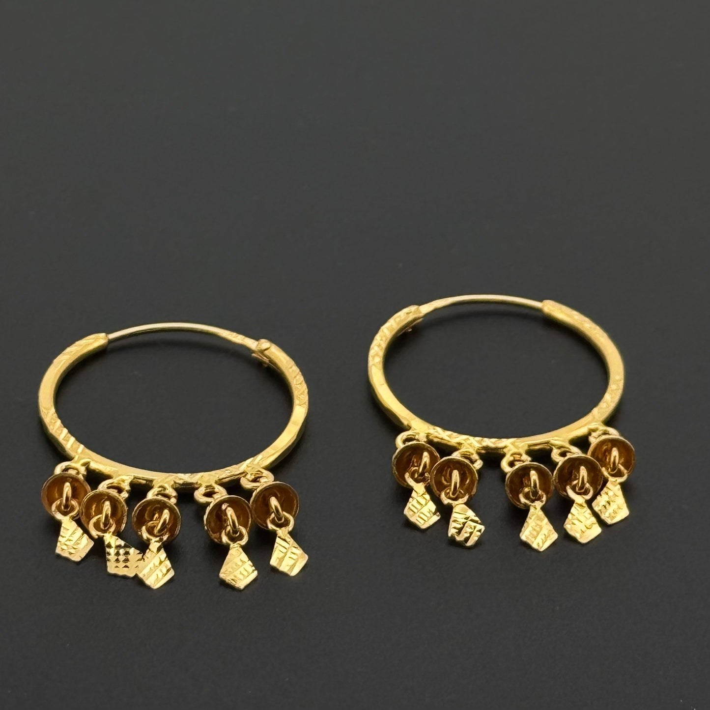 22K Solid Gold Simple Ladies Hoops E861
