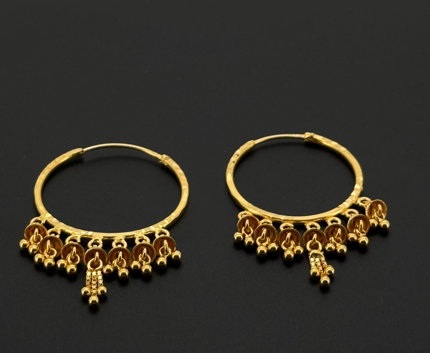 22K Solid Gold Simple Ladies Hoops E862