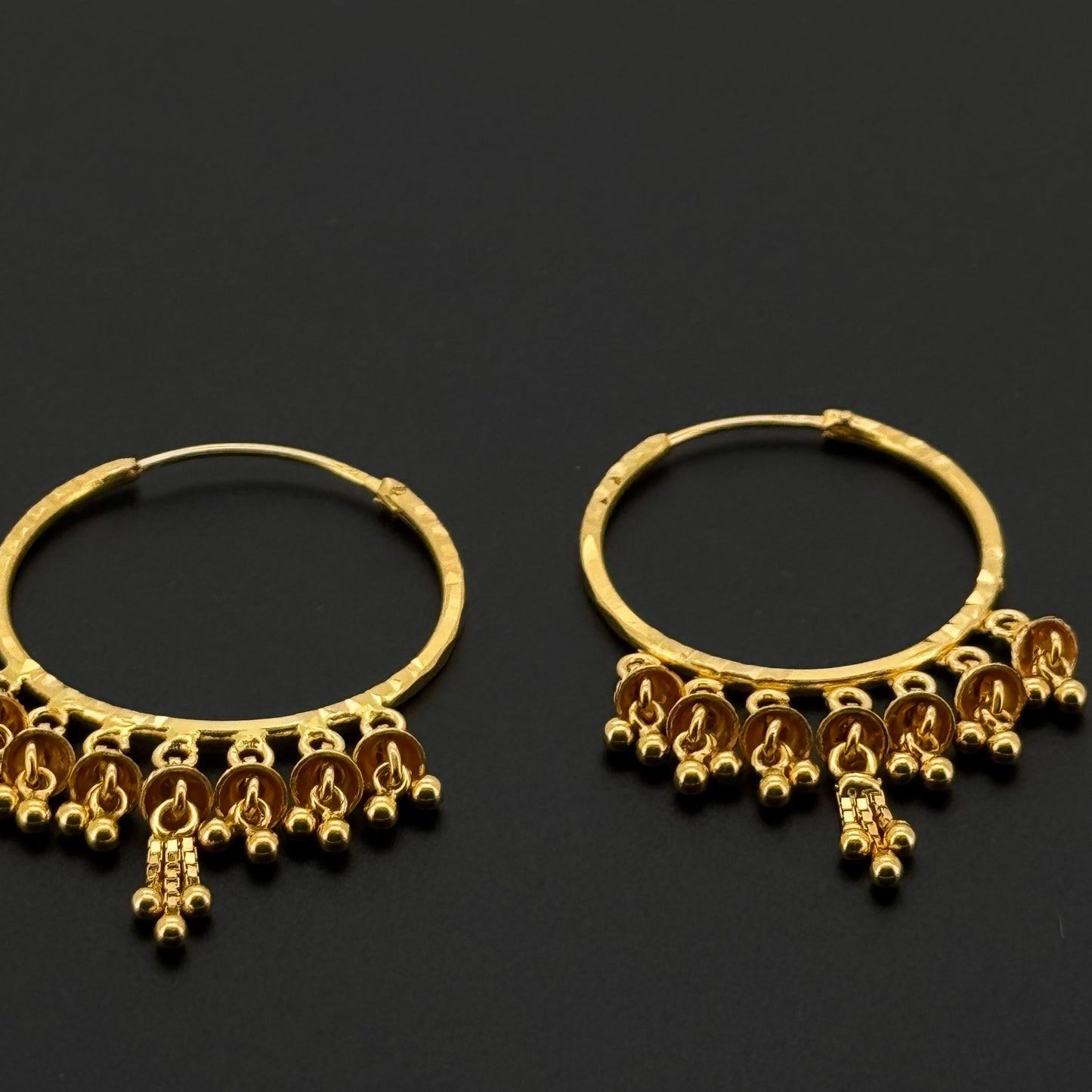 22K Solid Gold Simple Ladies Hoops E862