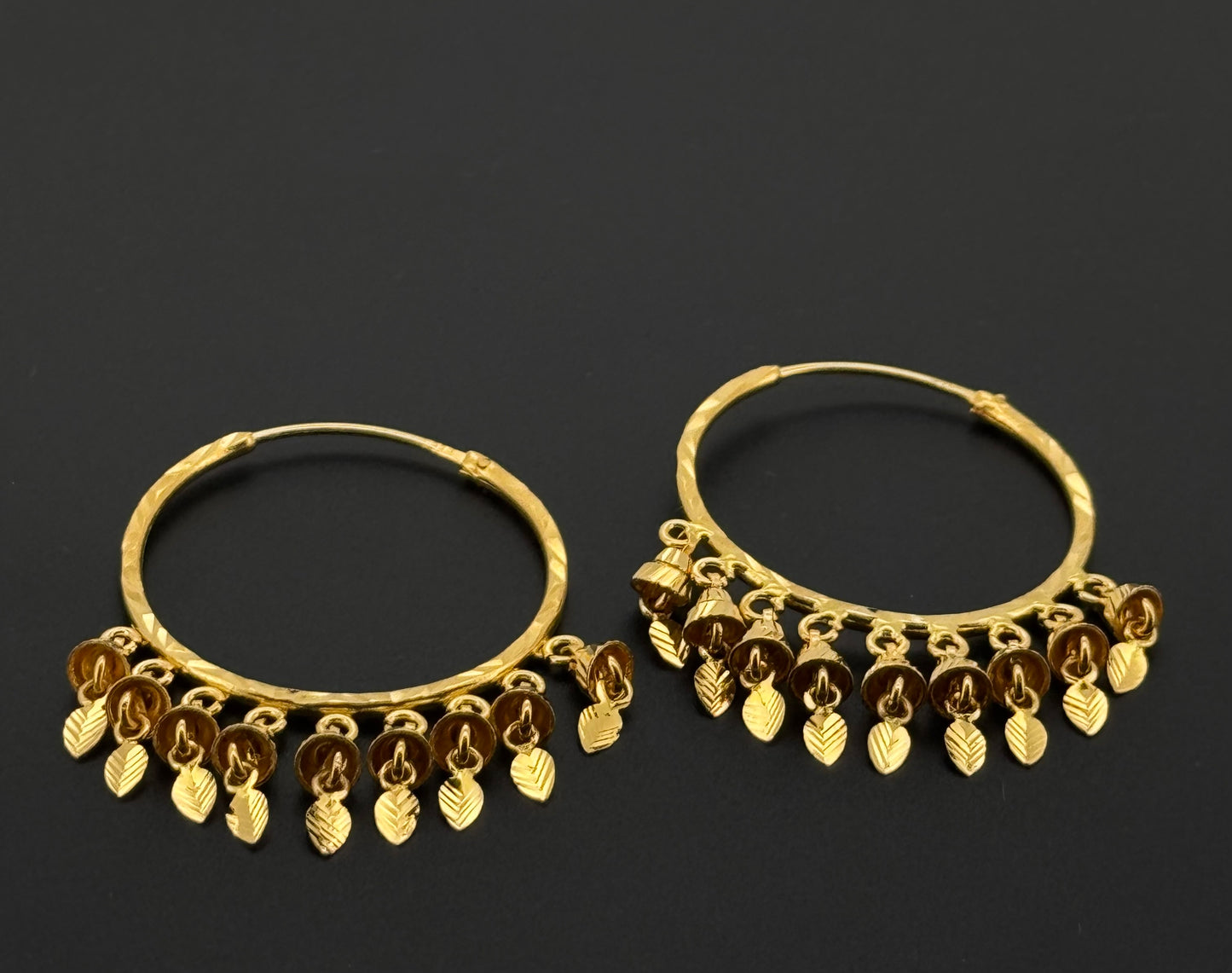 22K Solid Gold Simple Ladies Hoops E863