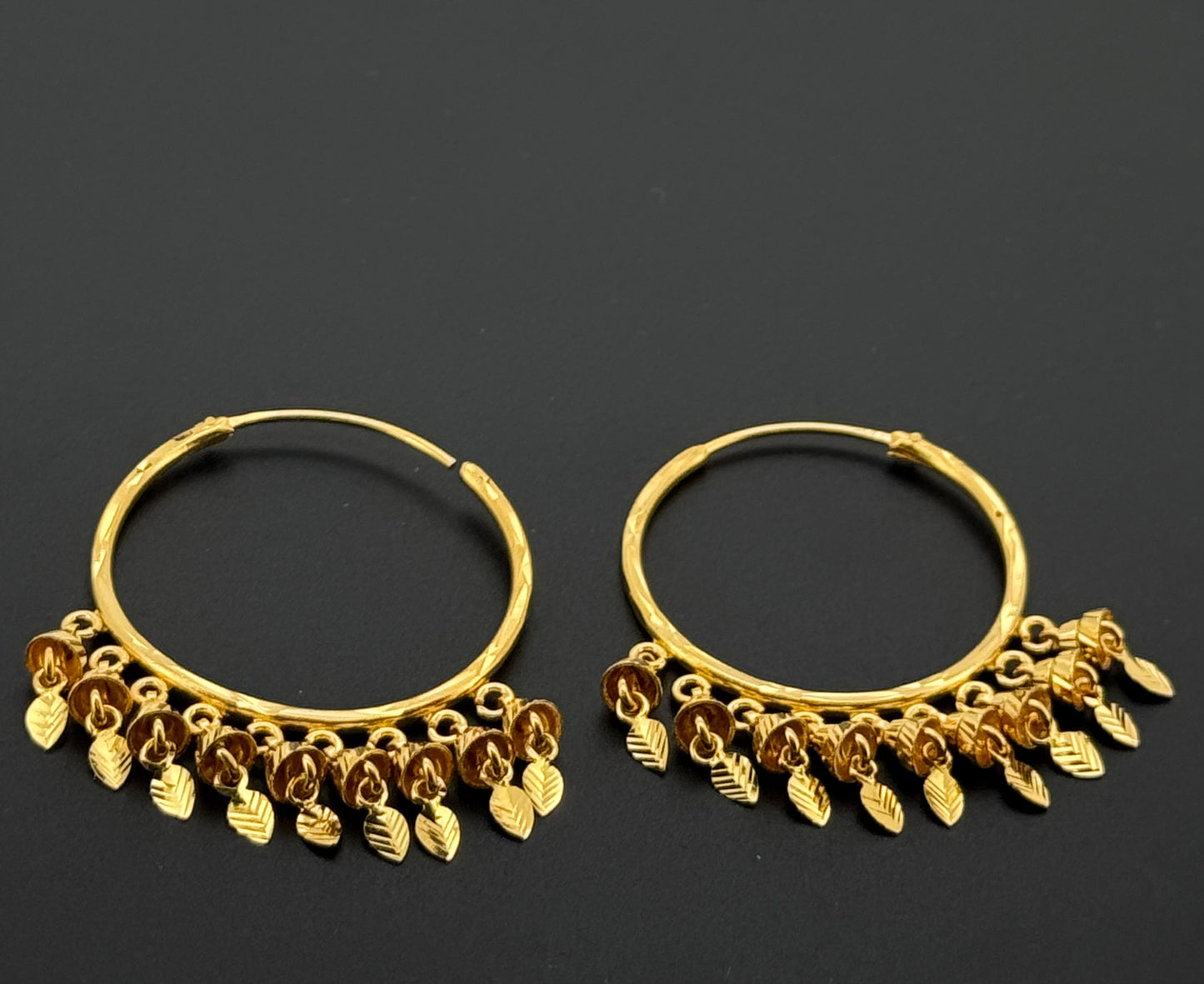 22K Solid Gold Simple Ladies Hoops E869