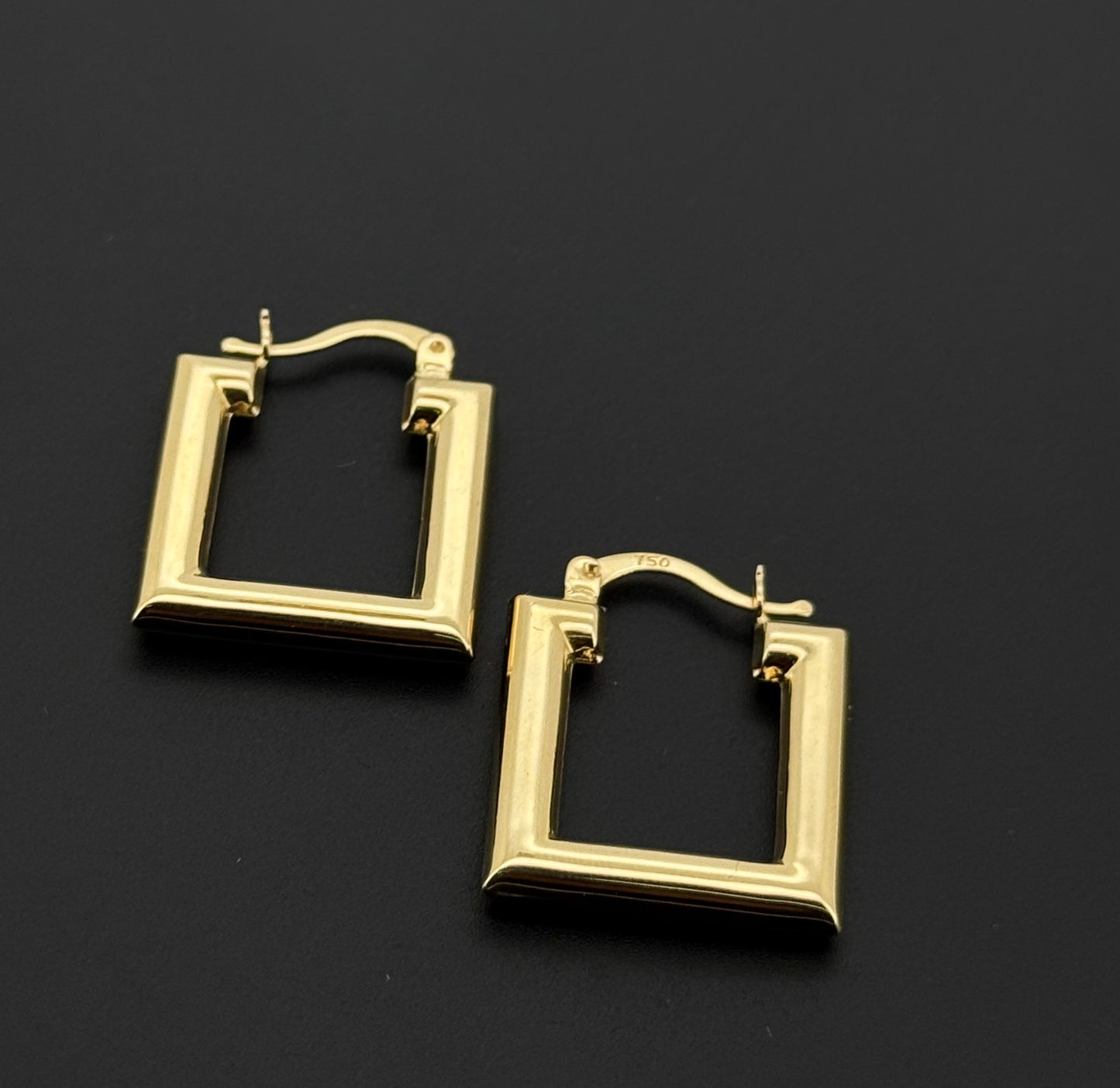 18K Solid Gold Simple Ladies Hoops E896