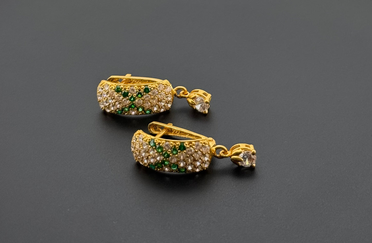 22K Solid Gold Simple Ladies Hoops E898