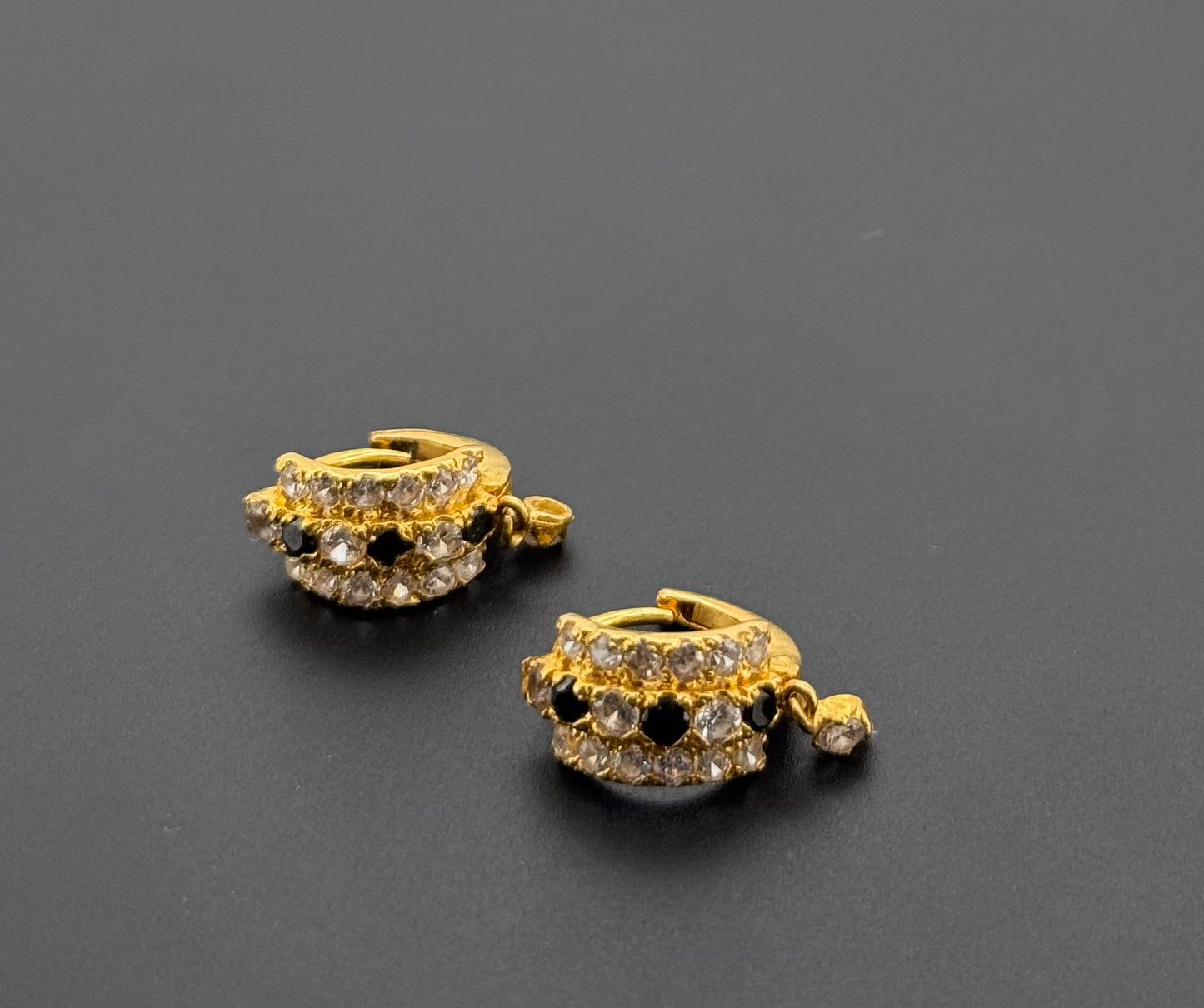 22K Solid Gold Simple Ladies Hoops E899