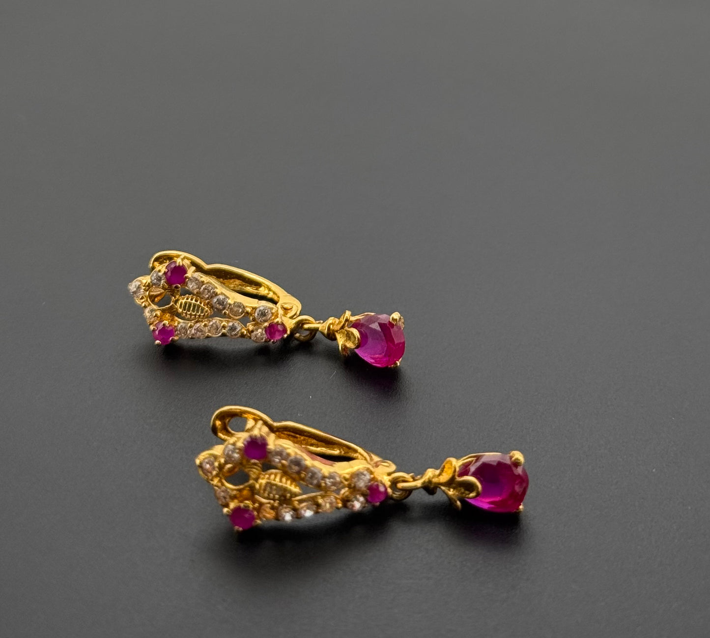 22K Solid Gold Simple Ladies Hoops E908