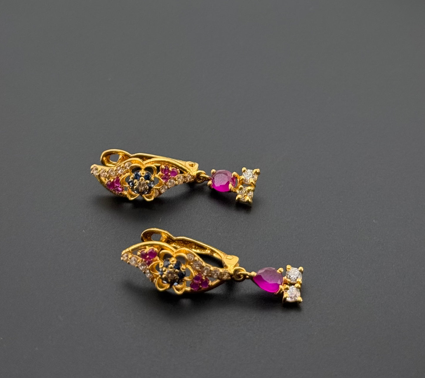 22K Solid Gold Simple Ladies Hoops E916