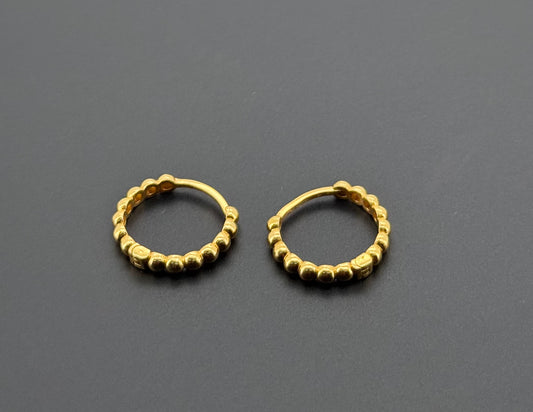 22K Solid Gold Simple Ladies Hoops E918
