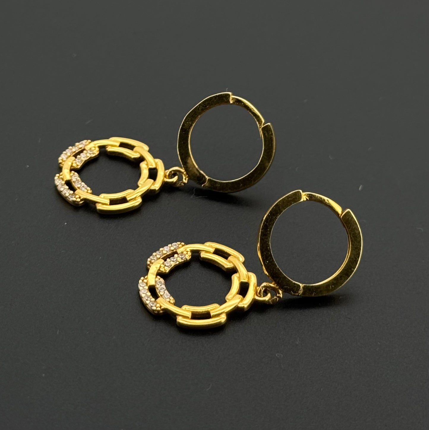 21k Solid Gold Simple Ladies Hoops E952