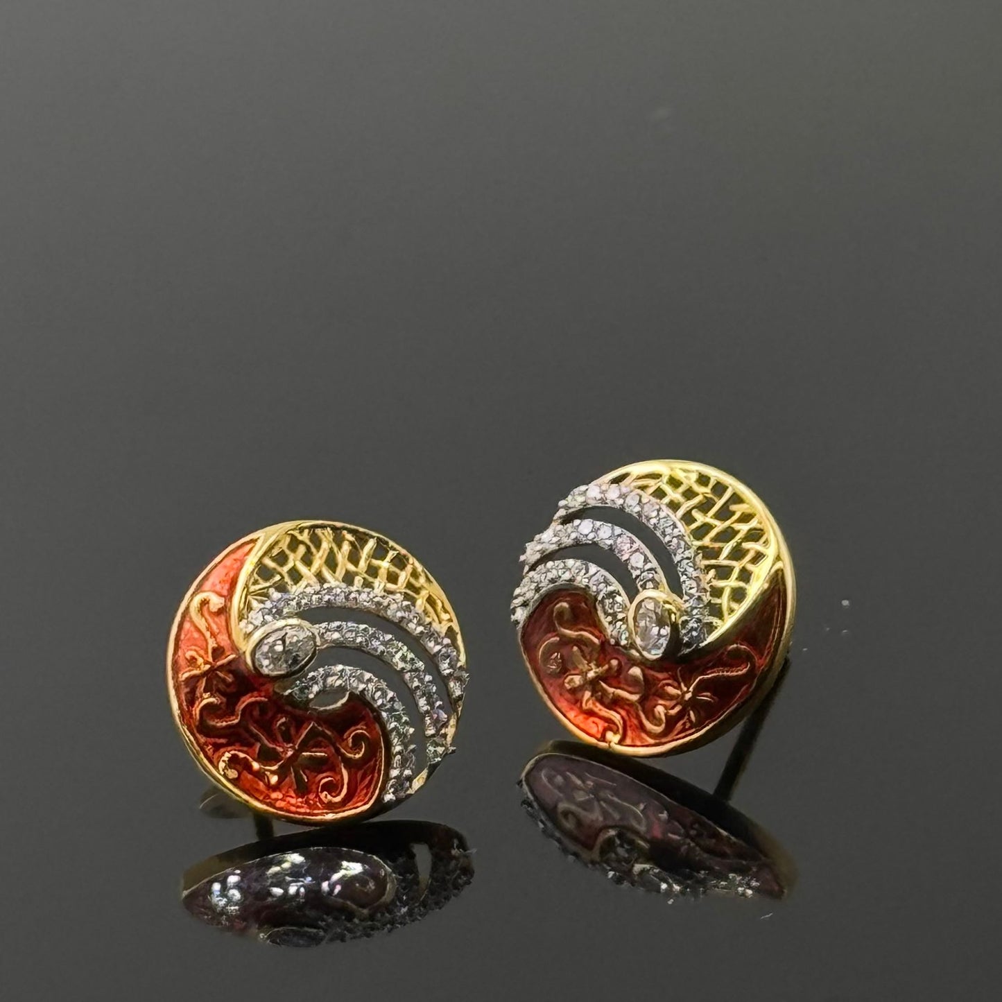 22K Solid Gold Fancy Studs ES238