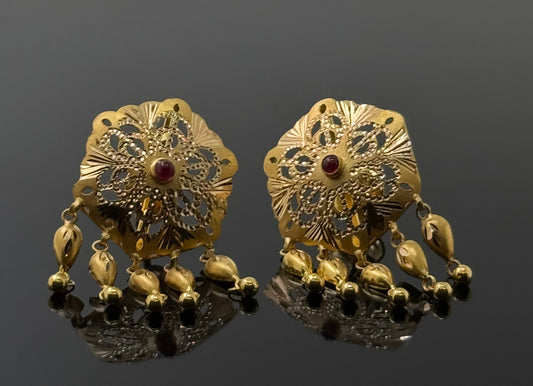 22K Solid Gold Fancy Studs ES286