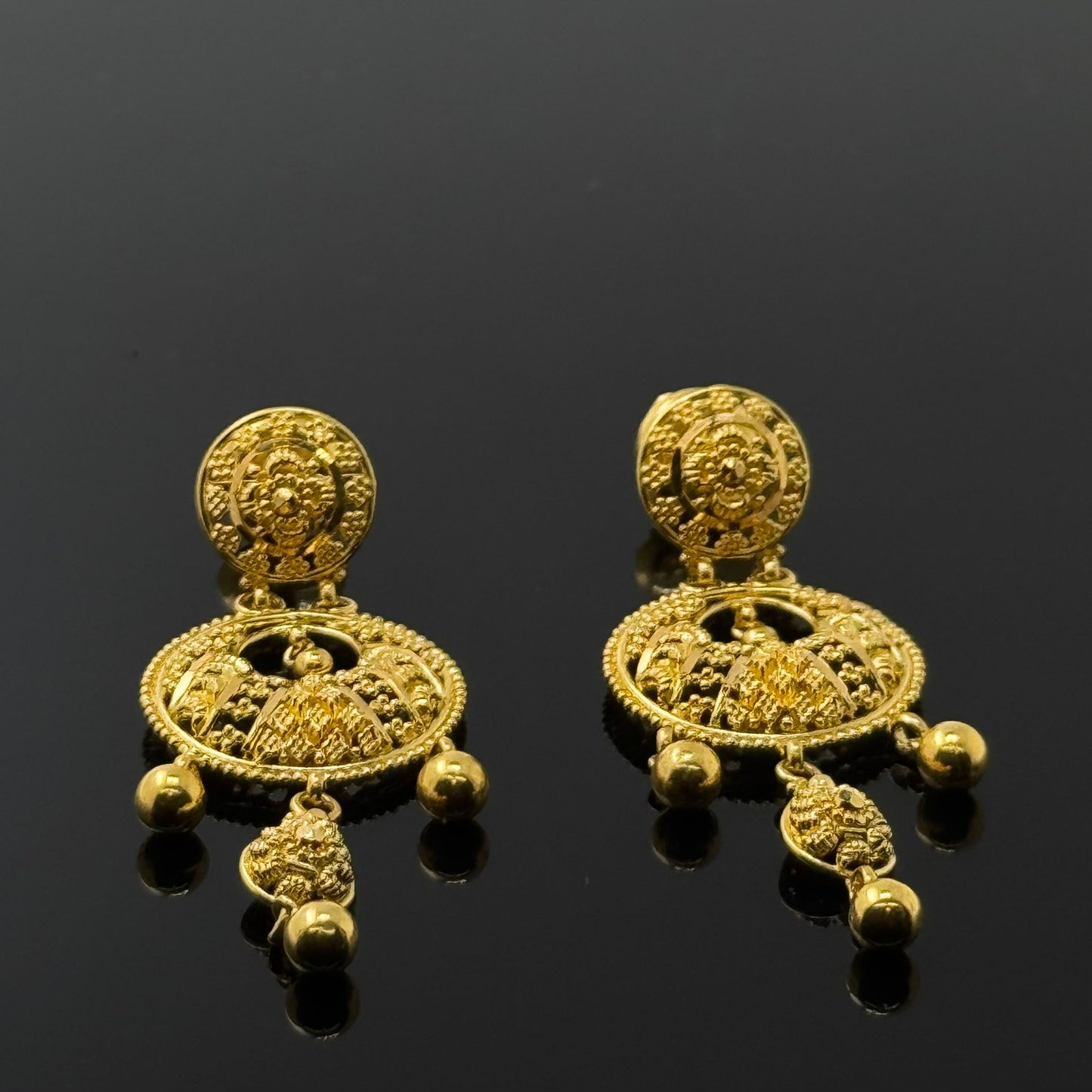 22K Solid Gold Fancy Studs ES323