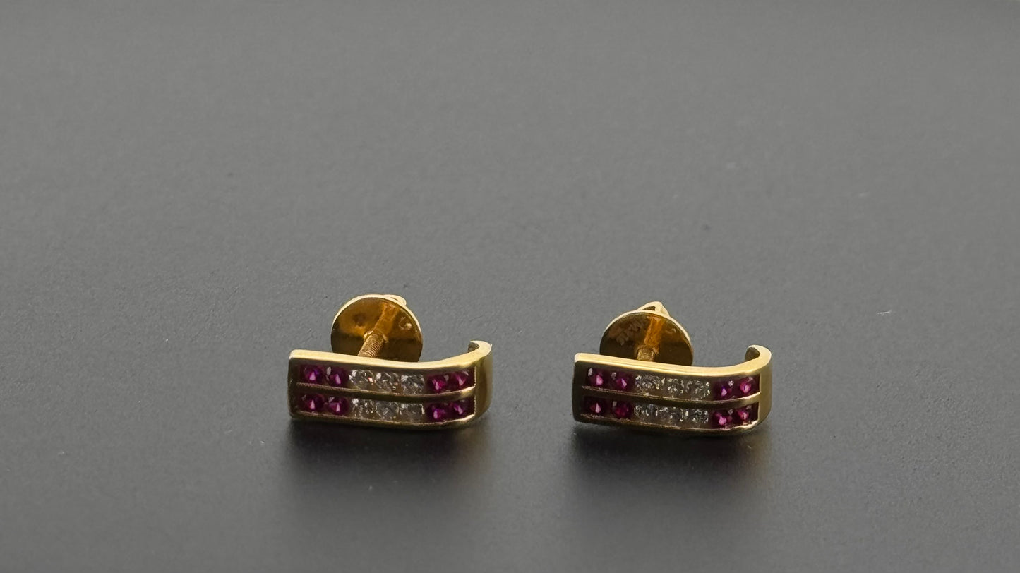 22K Solid Gold Fancy Studs ES329
