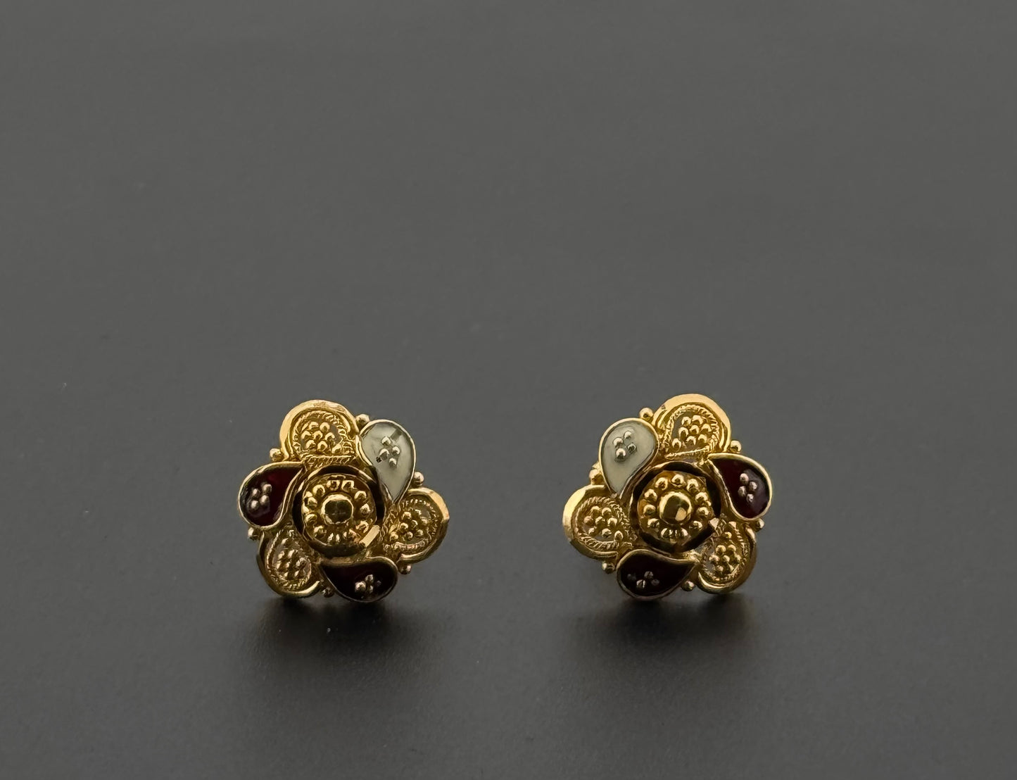 21K Solid Gold Fancy Studs ES735