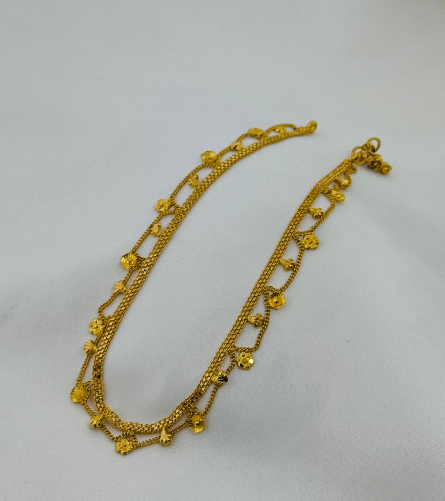22k Solid Gold Ladies Simple Anklet GA45