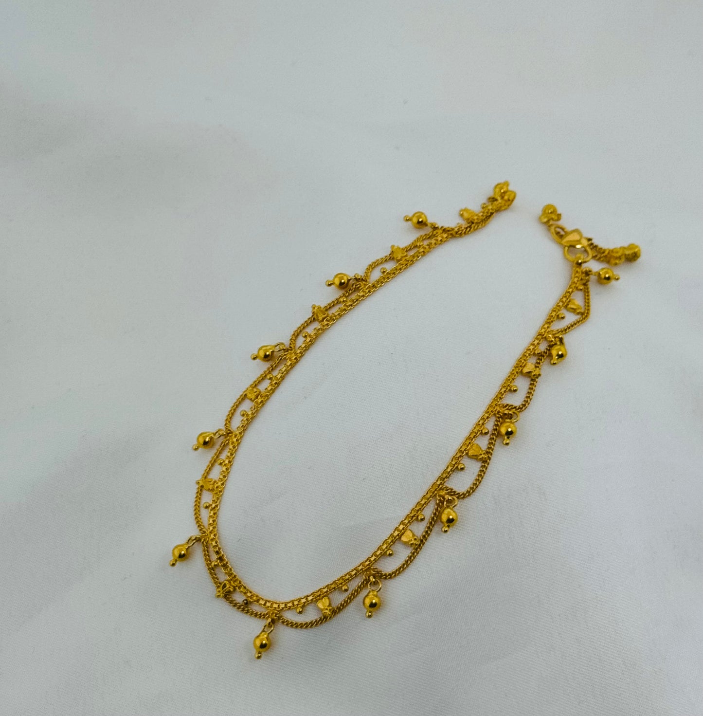 22k Solid Gold Ladies Simple Anklet GA70