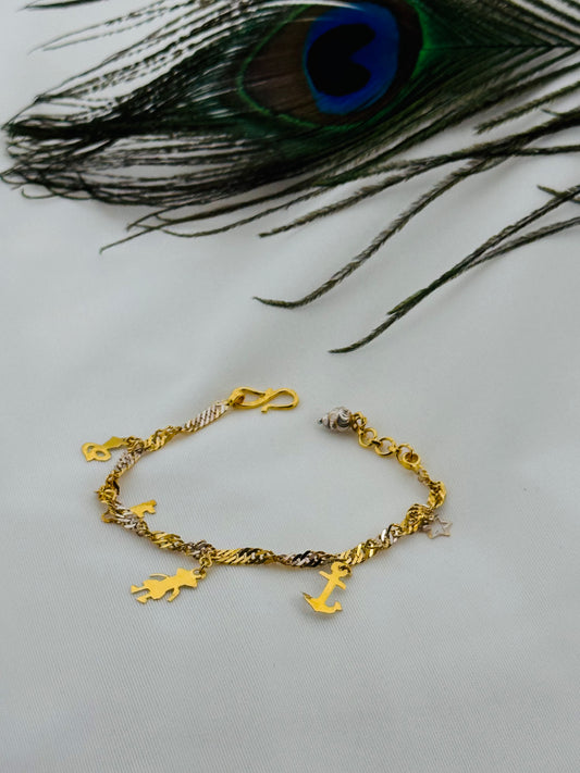 22k Solid Gold Ladies Simple Bracelet GB469