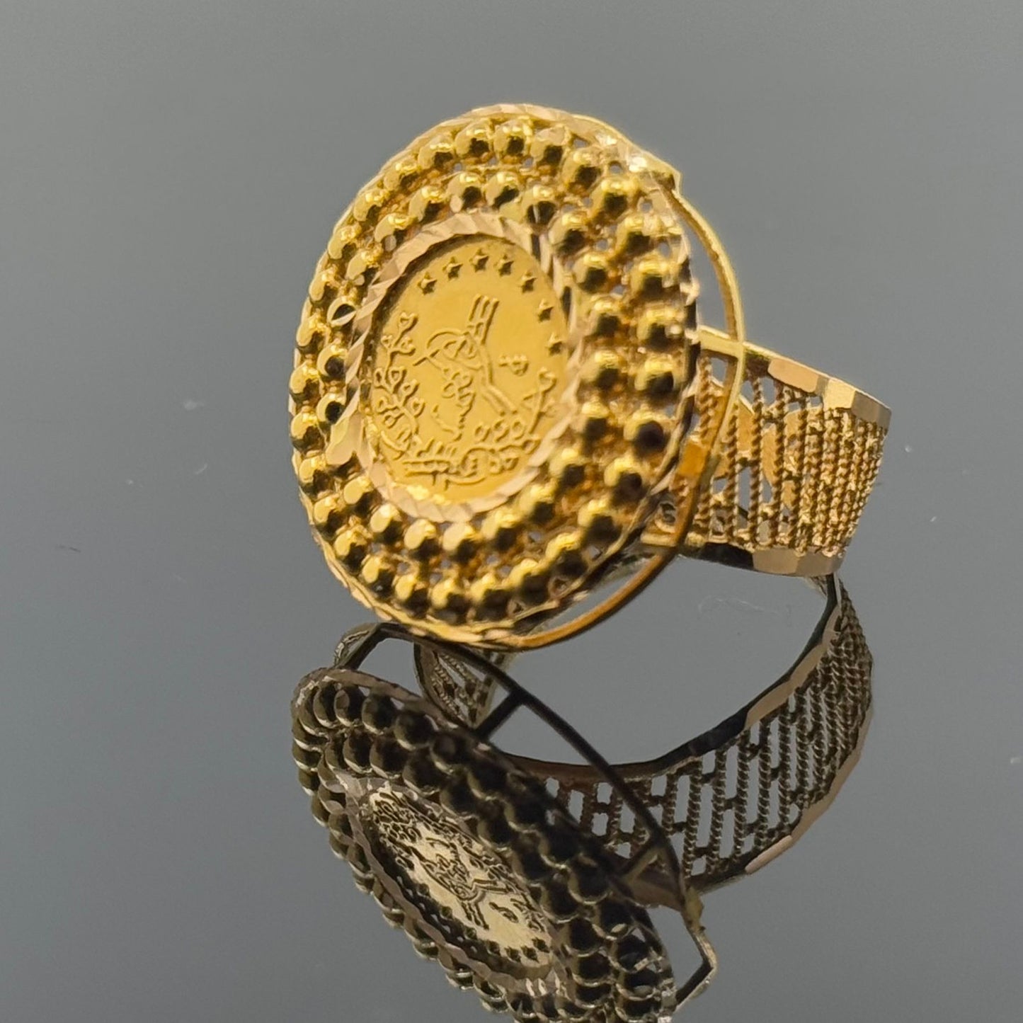 18k Elegant Ladies Turkish Coin Ring gr1386