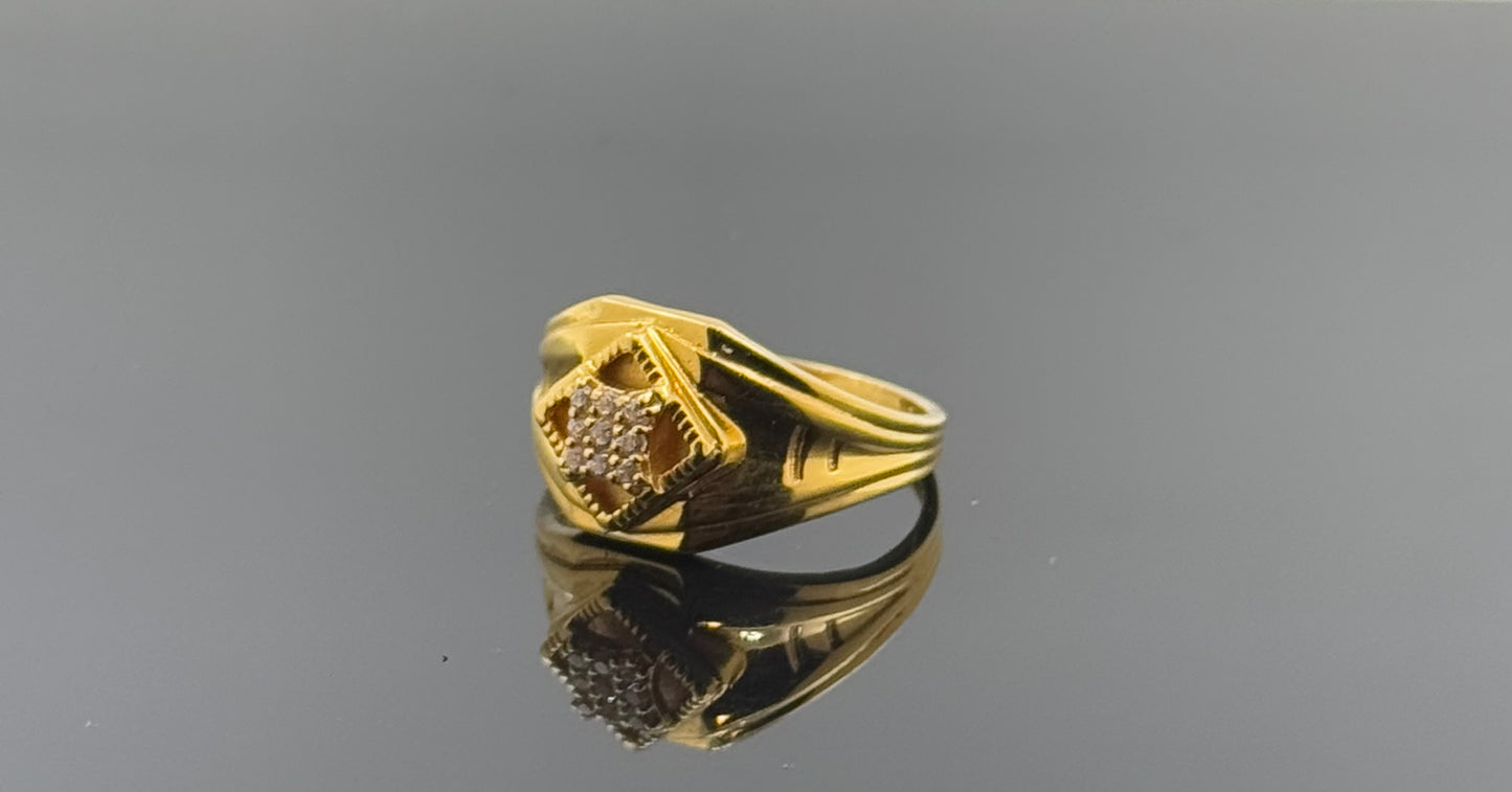22k Elegant Men Geometric Ring With Stones gr1414