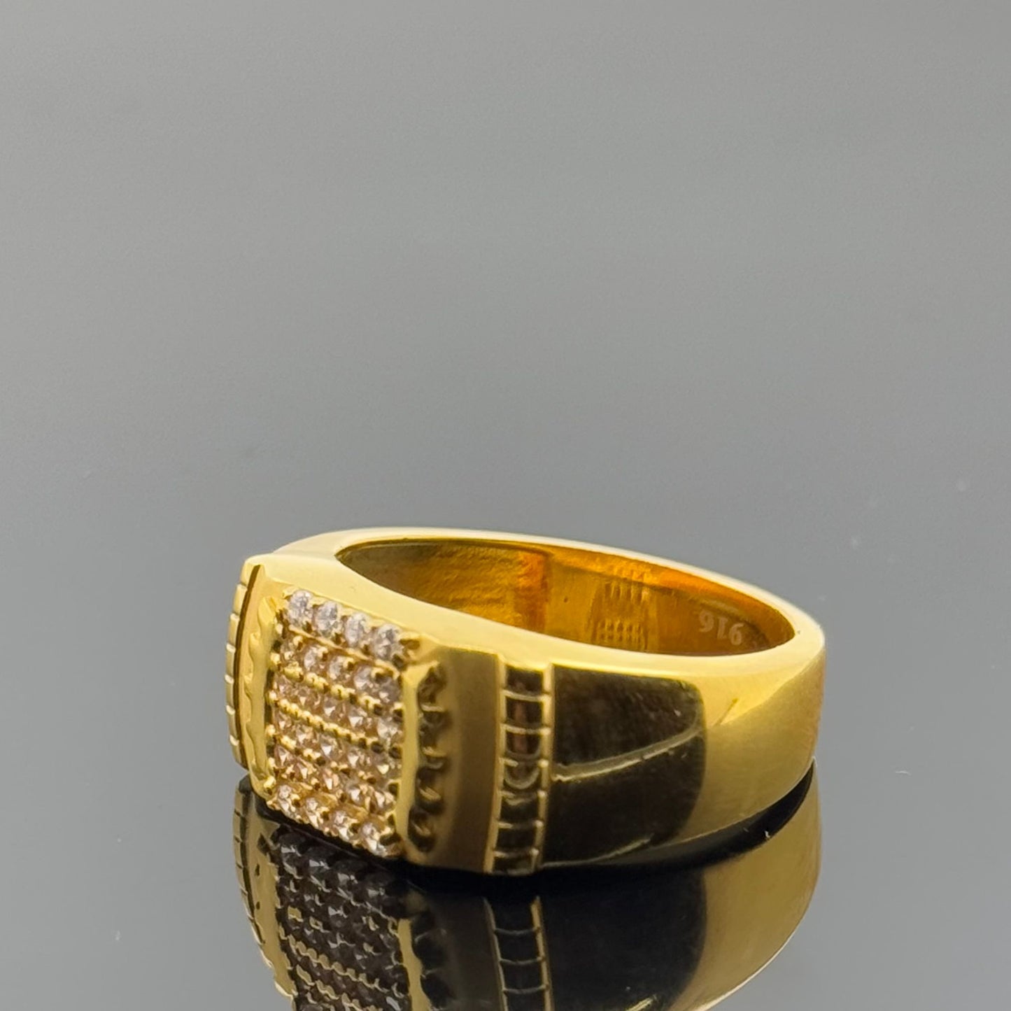 22k Elegant Men Geometric Ring with Stones gr1423