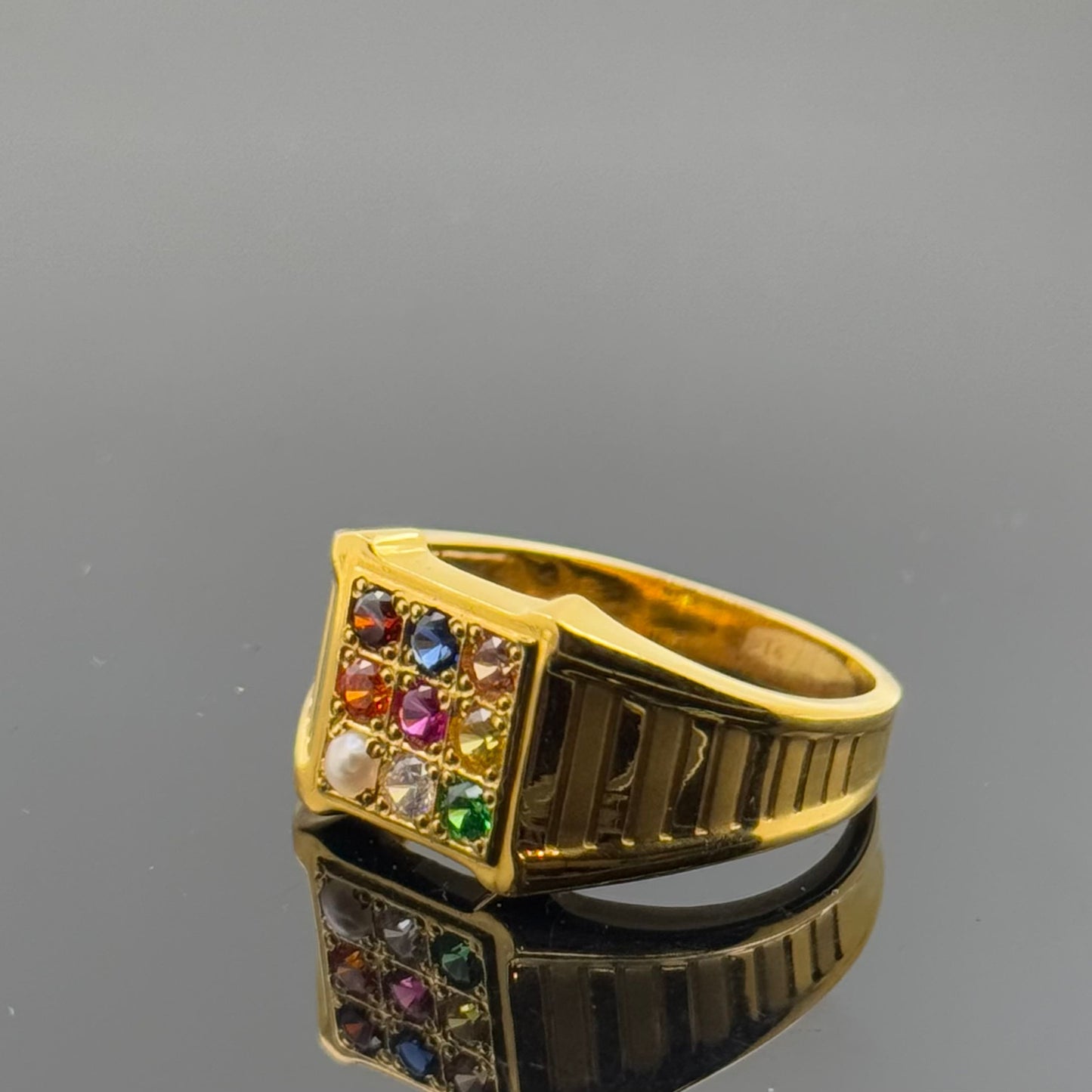 22k Elegant Men nine Stone Ring gr1445