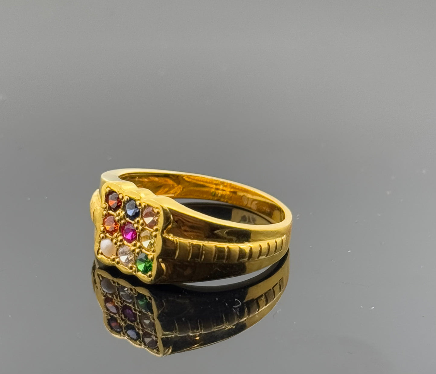 22k Elegant Men Classic Nine Stone Ring gr1449