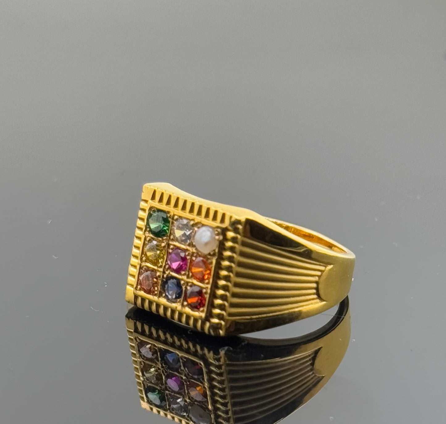 22k Elegant Men Classic Nine Stone Ring gr1456