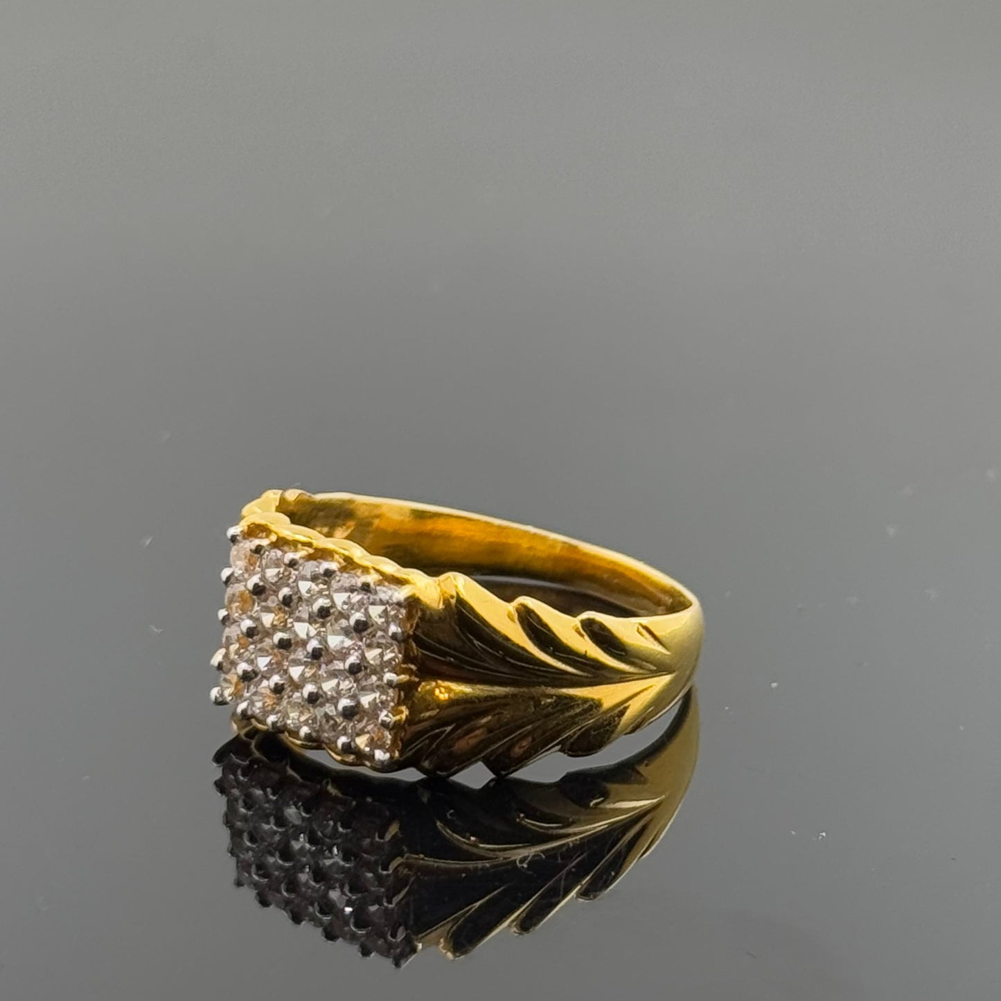 22k Elegant Men Signet Ring with Stones gr1457