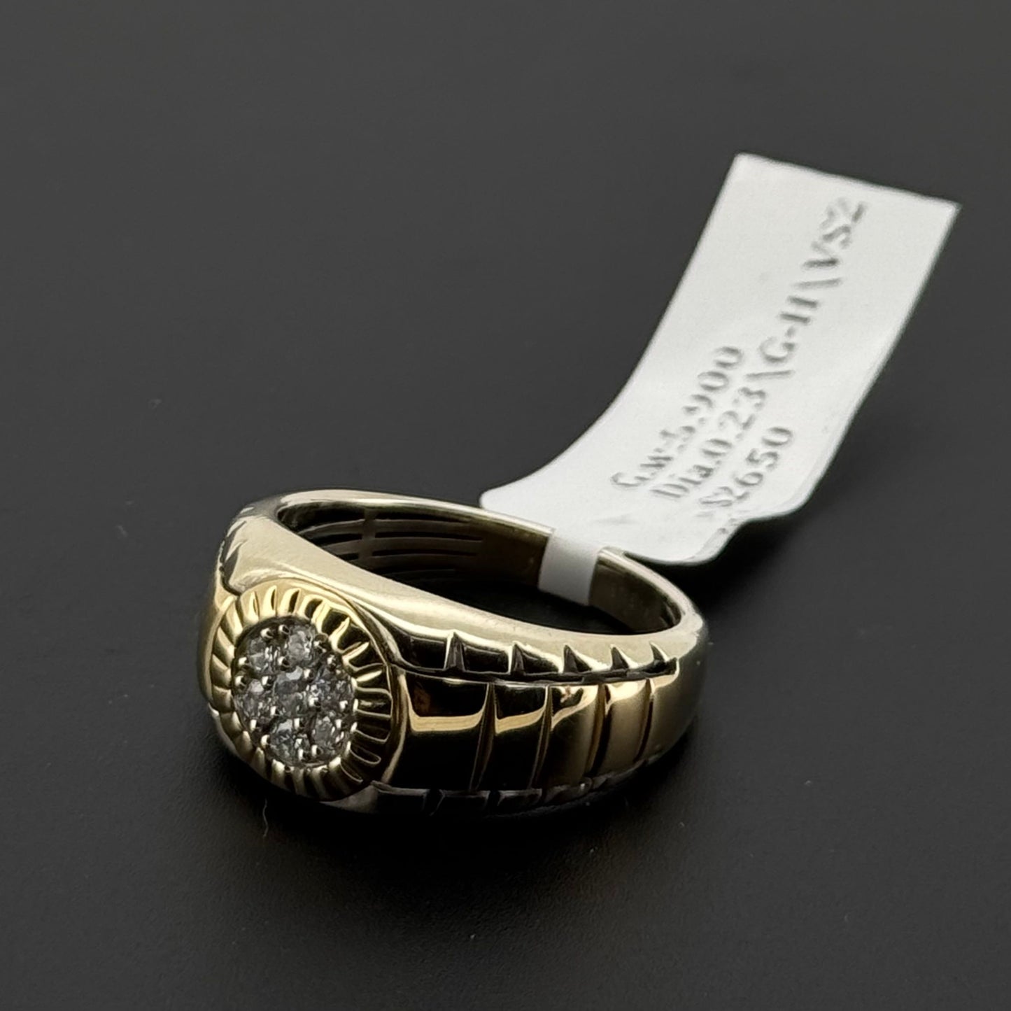 Natural Diamond Men Round Signet Ring DR293