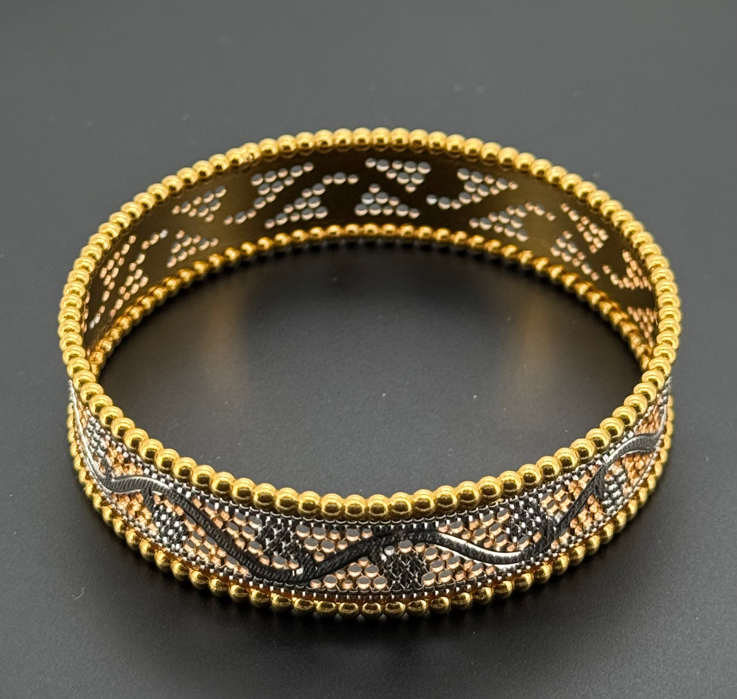 22k Solid Gold Equisite Two Tone Bangles BG113
