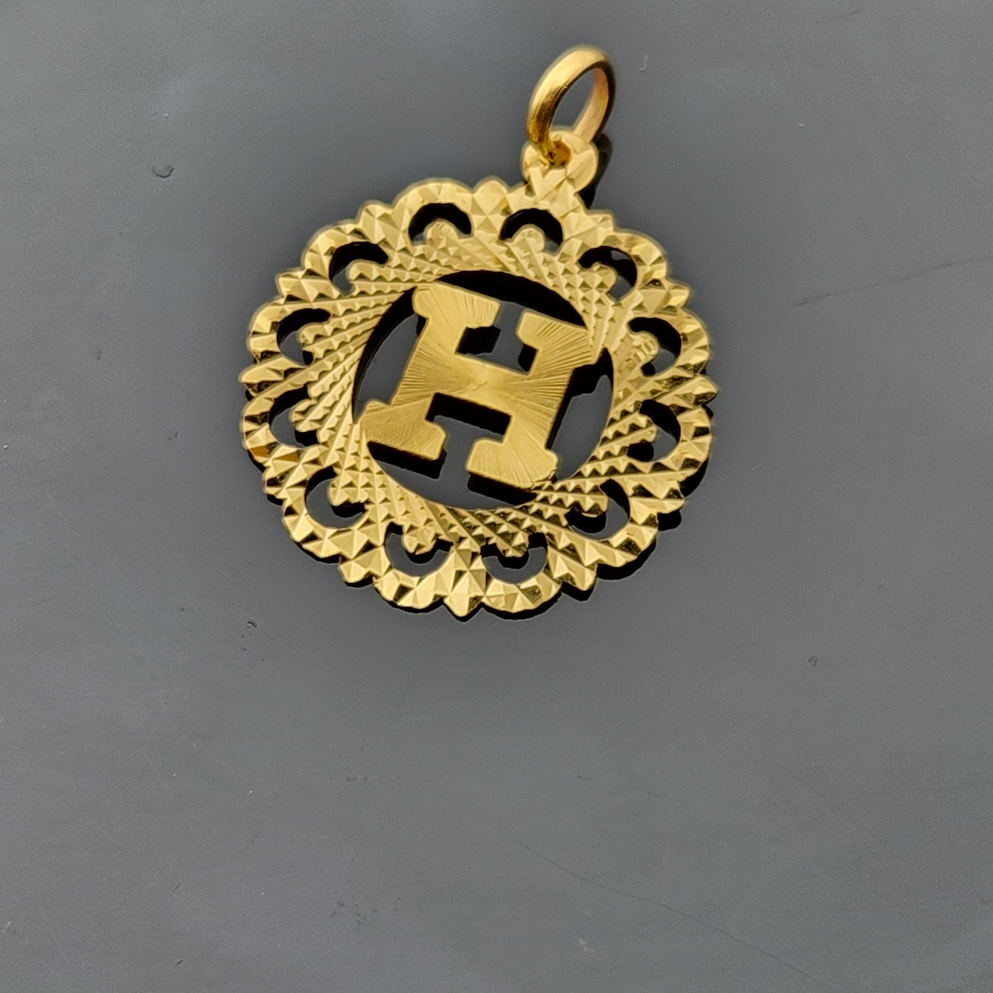 22K Solid Gold Letter Pendant P1593