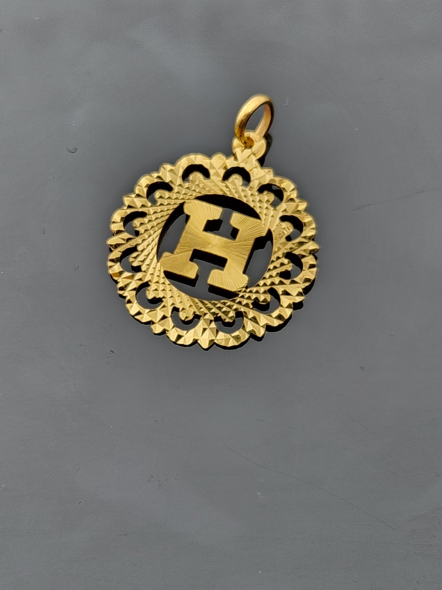 22K Solid Gold Letter Pendant P1593