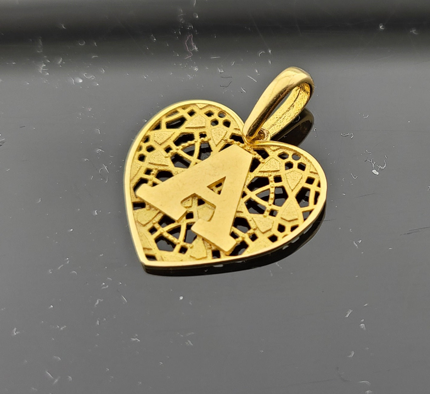 22K Solid Gold Letter Pendant P1630