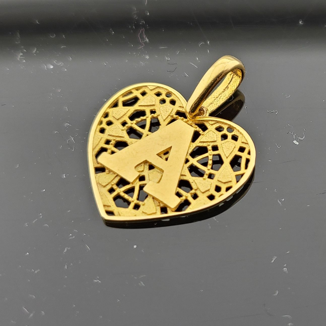 22K Solid Gold Letter Pendant P1630