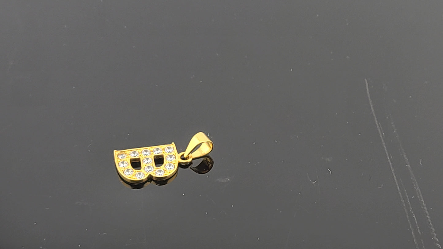 22K Solid Gold Letter Pendant P1643