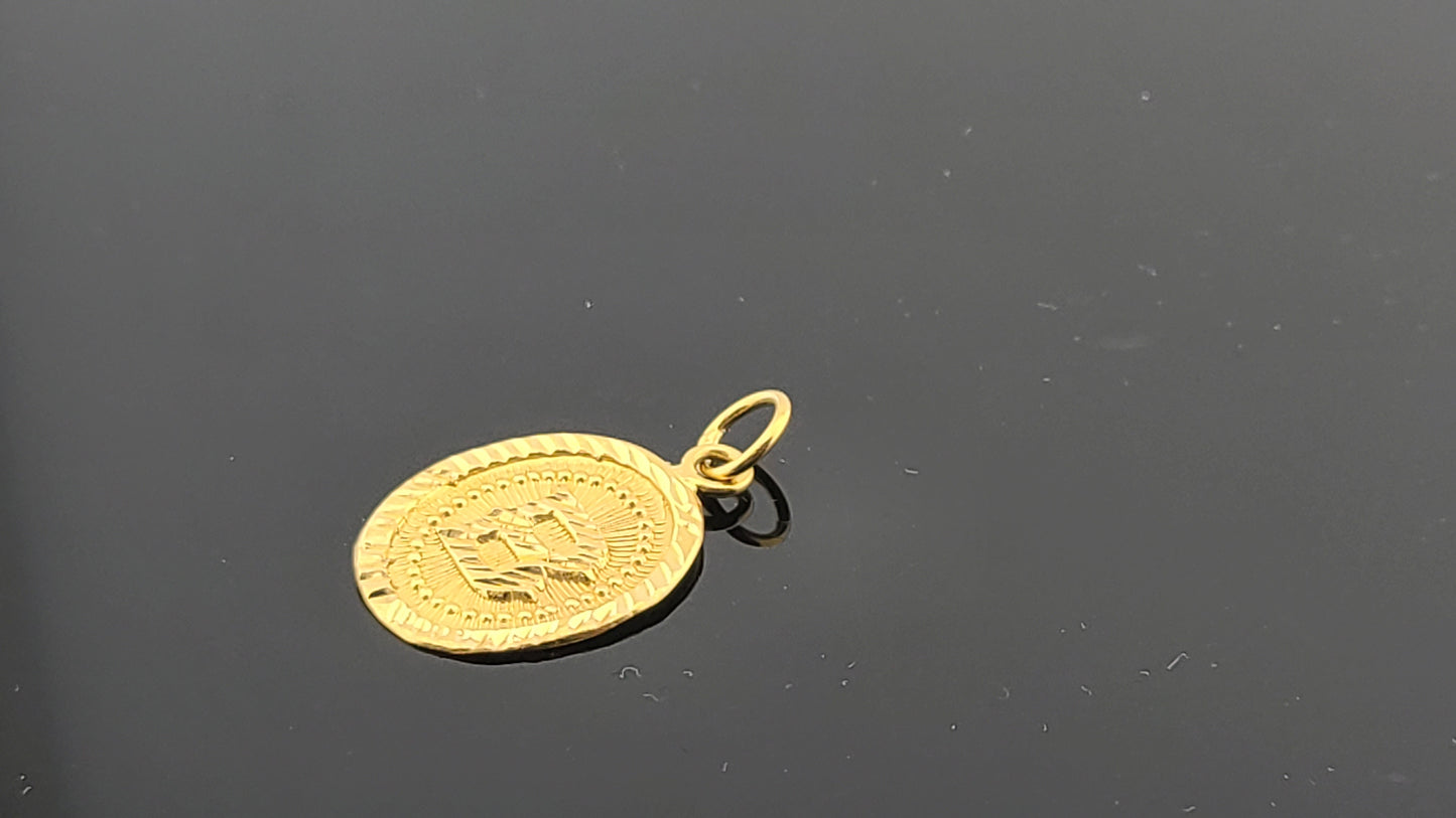 22K Solid Gold Letter Pendant P1649