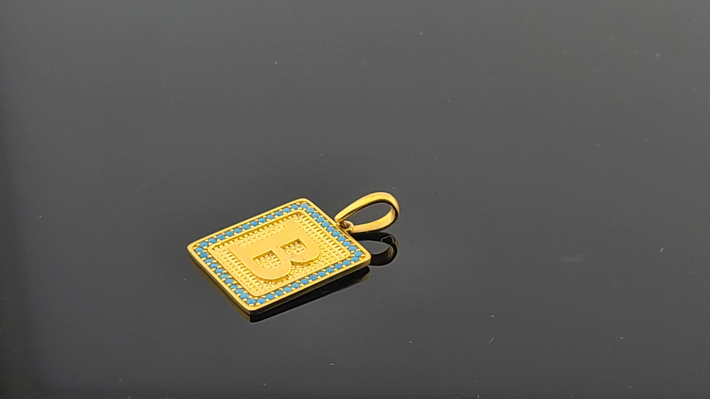 21K Solid Gold Letter Pendant P1656