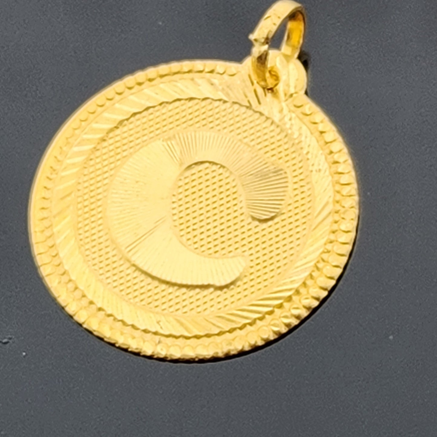 22K Solid Gold Letter Pendant P1672