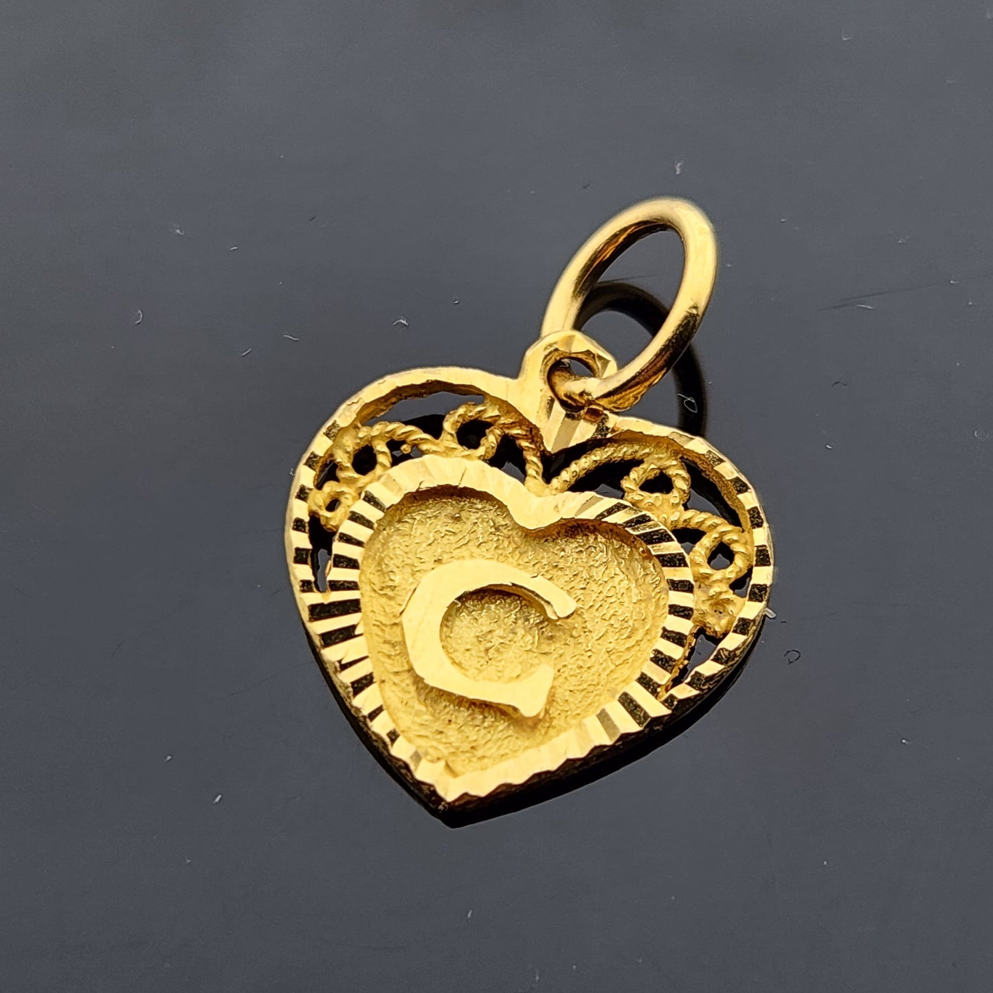 22K Solid Gold Letter Pendant P1674