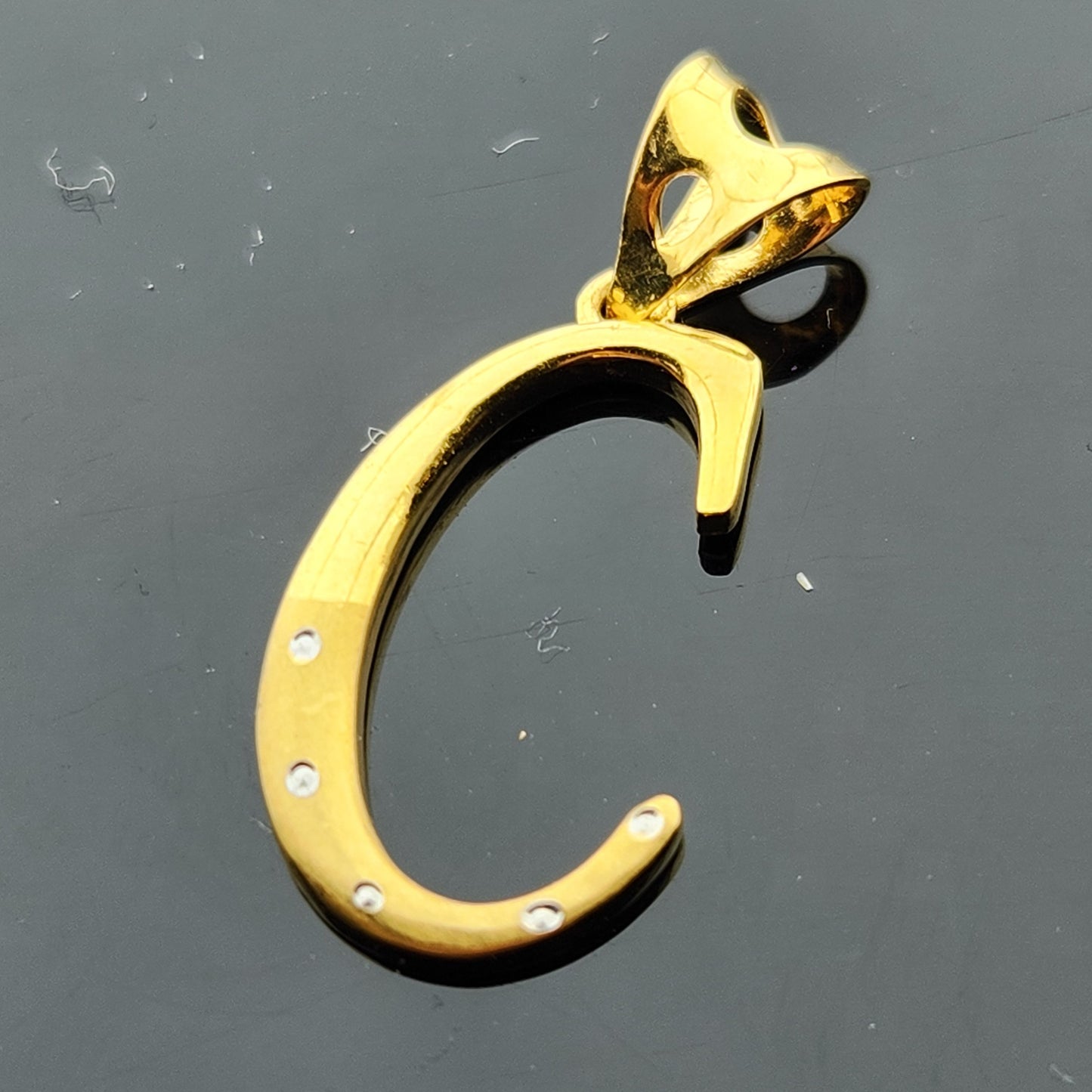 22K Solid Gold Letter Pendant P1676
